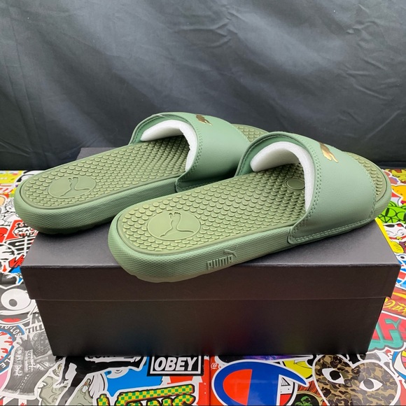 Puma Cool Cat Grass Green Women’s Slides - Picture 2 of 9